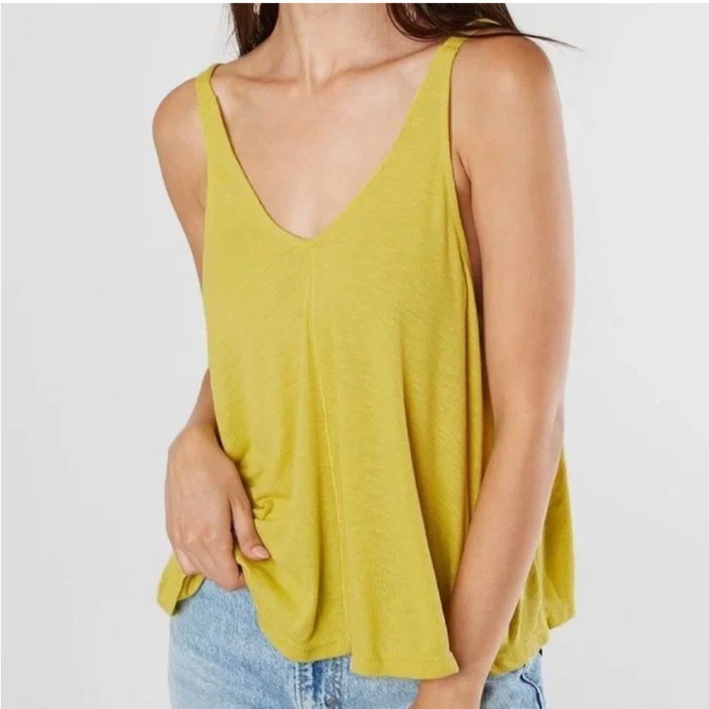 Free People Lime V-Neck Swing Tank Top
